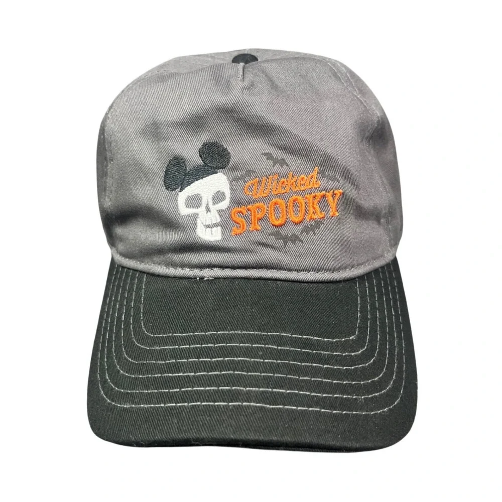 Disney Parks Wicked Spooky Mickey Mouse Skull Halloween Black Baseball Hat New